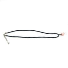Light Pink Drop Pendant Glass Stone 16mm With Handcrafted Black Twisted Cord Necklace Modern Design With Soft Visual