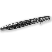 Luxury Black Handcrafted Writing Pen With Silver Embossed Grid