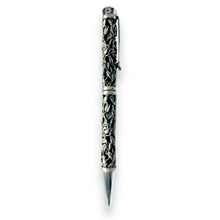 Luxury Black Handcrafted Writing Pen With Unique Silver Embossed Carving