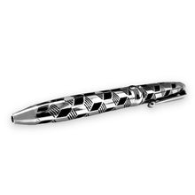 Luxury Handcrafted Writing Pen Abstract Black Silver Grid Pen