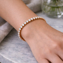 Luxury Tennis Bracelet 925 Sterling Silver Rose Gold Plated | Swiss Star Round 3.75 mm Sparkling Cubic Zirconia