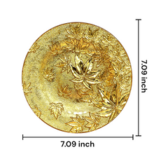 Maple Leaves 24K Gold Foil Artistic 7” Plate – A Royal Handcrafted Masterpiece Floral Festive Luxury Gift - Gold Plate