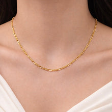 Micron Gold Plated Alternating Figaro Chain Necklace | Smooth Polished Finish | Contemporary Unisex Edge - Necklace