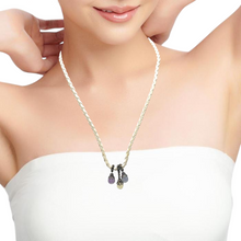 Mix Natural Semiprecious Gemstone 9mm Drop Shape Handmade White Twisted Cord Pendant Necklace Balanced Blend Of Natural