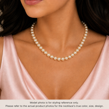 Natural Freshwater Pearl 7mm White Round Necklace 16.7’’ Modern Touch Jewelry for Style and Emotional Balance - Necklace
