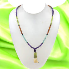 Aqua Natural, Spessartite, Citrine, Green Tourmaline, Peridot, Citrine, and Amethyst Necklace