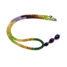 Spessartite Garnet Natural, Peridot, Tsavorite, Citrine, and Amethyst Necklace