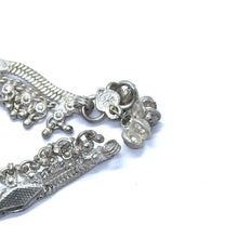 Multi Layered Ethnic German Silver Anklet Pair with Tinkling Charms and Motifs - Anklet