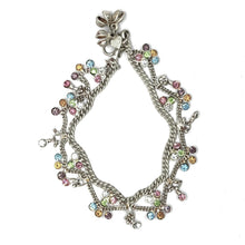 Multi Layered German Silver Anklet Pair with Colorful Stones and Sound Charms - Anklet