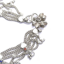 Multi-Layered German Silver with Anklet Pair with Bells Charms and Engraved Heart Motifs Payal - Anklet
