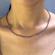 Natural African Amethyst | 925 Sterling Silver | Faceted Rondelle Beaded Necklace | 3mm | VVS1 Clarity | 18 Inch Strand