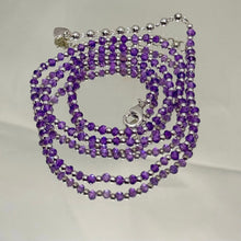 Natural African Amethyst | 925 Sterling Silver | Faceted Rondelle Beaded Necklace | 3mm | VVS1 Clarity | 18 Inch Strand