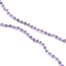 Natural African Amethyst | 925 Sterling Silver | Faceted Rondelle Beaded Necklace | 3mm | VVS1 Clarity | 18 Inch Strand