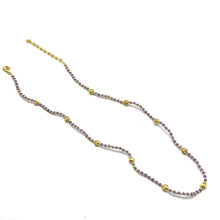 Natural African Amethyst | 925 Sterling Silver | Faceted Rondelle Beaded Necklace with Golden Charms | 3mm | VVS1