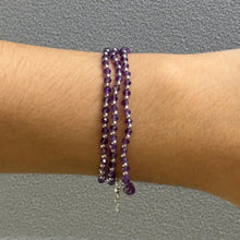 Natural African Amethyst | 925 Sterling Silver | Faceted Rondelle Beaded Necklace | 3mm | VVS1 Clarity | 18 Inch Strand