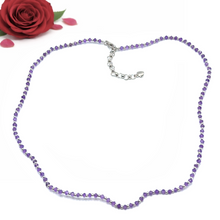 Natural African Amethyst | 925 Sterling Silver | Faceted Rondelle Beaded Necklace | 3mm | VVS1 Clarity | 18 Inch Strand