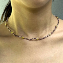 Natural African Amethyst | 925 Sterling Silver | Faceted Rondelle Beaded Necklace with Golden Charms | 3mm | VVS1