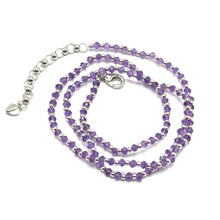 Natural African Amethyst | 925 Sterling Silver | Faceted Rondelle Beaded Necklace | 3mm | VVS1 Clarity | 18 Inch Strand