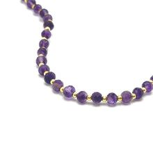Natural African Amethyst | 925 Sterling Silver | Faceted Rondelle Beaded Necklace | 4mm | Rich Purple | VVS1 Clarity