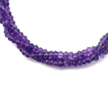Natural Amethyst Bracelet | Rondelle 3mm Faceted Cut Gemstone Beads | 7.2 Inch February Birthstone Jewelry - Bracelet