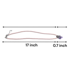 Natural Amethyst Gemstone 10mm Drop Shape Pendant With Light Pink Twisted Cord Necklace Associated With Calm Spiritual
