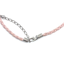 Natural Amethyst Gemstone 10mm Drop Shape Pendant With Light Pink Twisted Cord Necklace Associated With Calm Spiritual