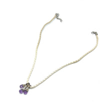 Natural Amethyst Gemstone 10mm Drop Shape Pendant With White Twisted Cord Necklace Believed To Promote Peace
