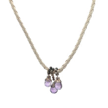 Natural Amethyst Gemstone 10mm Drop Shape Pendant With White Twisted Cord Necklace Believed To Promote Peace