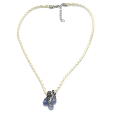 Natural Amethyst Gemstone 10mm Drop Shape Pendant With White Twisted Cord Necklace Linked To Relaxation And Mental Calm