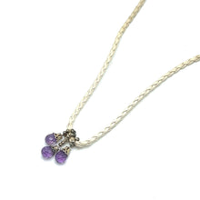 Natural Amethyst Gemstone 10mm Drop Shape Pendant With White Twisted Cord Necklace Believed To Promote Peace