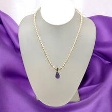 Natural Amethyst Gemstone 14mm Drop Shape Pendant Handmade White Twisted Cord Necklace Linked To Calm Harmony