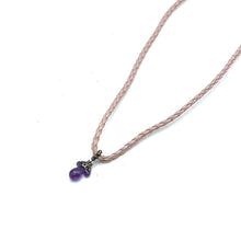 Natural Amethyst Gemstone 5-10mm Drop Shape Pendant With Light Pink Twisted Cord Necklace Associated With Calming
