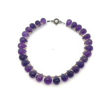 Natural Amethyst Gemstone Bracelet | Briolette Drop 8x6mm Cut Gemstone Beads | 7.2 Inch February Birthstone Jewelry