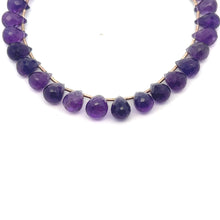 Natural Amethyst Gemstone Bracelet | Briolette Drop 8x6mm Cut Gemstone Beads | 7.2 Inch February Birthstone Jewelry
