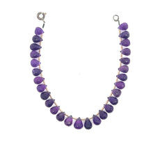 Natural Amethyst Gemstone Bracelet | Briolette Drop 8x6mm Cut Gemstone Beads | 7.2 Inch February Birthstone Jewelry