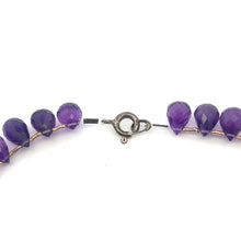 Natural Amethyst Gemstone Bracelet | Briolette Drop 8x6mm Cut Gemstone Beads | 7.2 Inch February Birthstone Jewelry