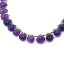 Natural Amethyst Gemstone Bracelet | Briolette Drop 8x6mm Cut Gemstone Beads | 7.2 Inch February Birthstone Jewelry