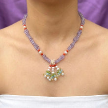 Natural Amethyst Pearl Coral Citrine Peridot Swiss Blue Topaz Gemstone Necklace - Necklace