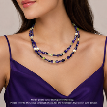 Natural Amethyst Peridot Citrine Tourmaline Pearl Layered Semiprecious Necklace