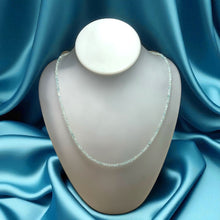 Natural Aquamarine Necklace | Rondelle 3mm Faceted Cut Gemstone Beads | 18.6 Inch March Birthstone Jewelry - Necklace