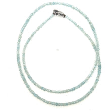 Natural Aquamarine Necklace | Rondelle 3mm Faceted Cut Gemstone Beads | 18.6 Inch March Birthstone Jewelry - Necklace