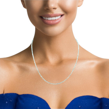 Natural Aquamarine Necklace | Rondelle 3mm Faceted Cut Gemstone Beads | 18.6 Inch March Birthstone Jewelry - Necklace