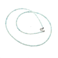 Natural Aquamarine Necklace | Rondelle 3mm Faceted Cut Gemstone Beads | 18.6 Inch March Birthstone Jewelry - Necklace