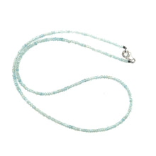 Natural Aquamarine Necklace | Rondelle 3mm Faceted Cut Gemstone Beads | 18.6 Inch March Birthstone Jewelry - Necklace