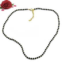 Natural Black Spinel | 925 Sterling Silver | Plain Smooth Ball Beaded Necklace | 4mm | VVS1 Clarity | 18 Inch Strand