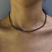 Natural Black Spinel | 925 Sterling Silver | Plain Smooth Ball Beaded Necklace | 4mm | VVS1 Clarity | 18 Inch Strand