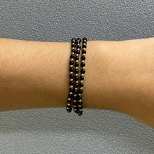 Natural Black Spinel | 925 Sterling Silver | Plain Smooth Ball Beaded Necklace | 4mm | VVS1 Clarity | 18 Inch Strand