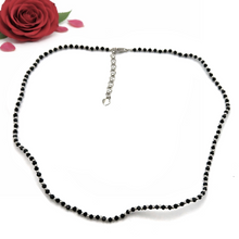 Natural Black Spinel Faceted Rondelle Beaded Necklace | 3mm | 925 Sterling Silver | VVS1 Clarity | 18 Inch Strand