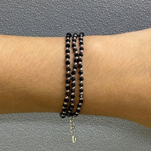 Natural Black Spinel Faceted Rondelle Beaded Necklace | 3mm | 925 Sterling Silver | VVS1 Clarity | 18 Inch Strand