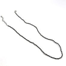 Natural Black Spinel Faceted Rondelle Beaded Necklace | 3mm | 925 Sterling Silver | VVS1 Clarity | 18 Inch Strand
